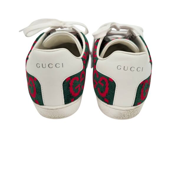 Gucci Ace GG Monogram Sneaker Size 38.5 US 8.5 Green Red Velvet Web Stripe Shoe - Picture 3 of 9